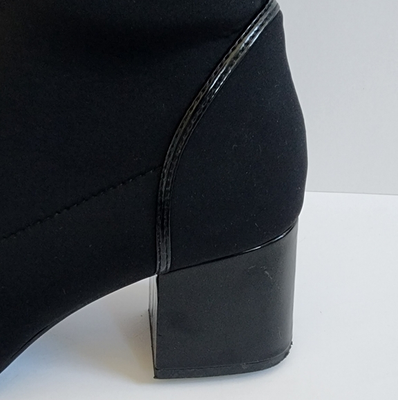 ZARA BOOT BLACK FABRIC OVER THE KNEE BOOTS BLOCK HEEL PATENT 38 - Picture 3 of 13
